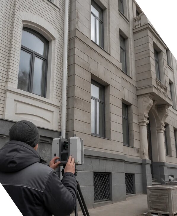 Лазерное сканирование фасадов зданий для обследования в Красноярске